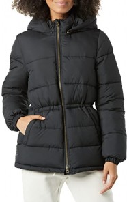 Чёрный женский пуховик для тяжёлых нагрузок с вытянутой поясницей