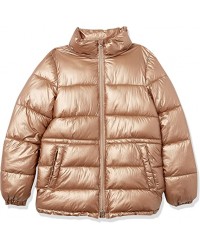 Женская толстая пуховая куртка с металлическим серо-коричневым поясом и шнурком