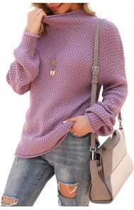 Фиолетовый женский пиджак с высоким воротником, крыльями бабочки, длинными рукавами и свободной посадкой, из грубой трикотажной ткани