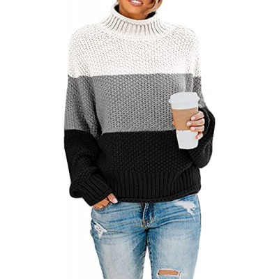 Чёрный женский свитер с высоким воротником и полосками