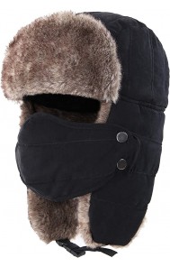 Чёрная кавалерская шапка, зимняя шапка для охоты с капюшоном и ушами