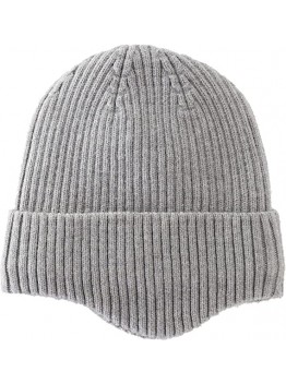 Голубовато-серый повседневный безреберный пиджак с ушными платами и теплой трикотажной шапкой для мужчин