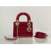 Dior LADY Three Grid Cherry Red Lacquer Leather Handbag Dior LADY Three Grid Cherry Red Lacquer Leather Handbag
